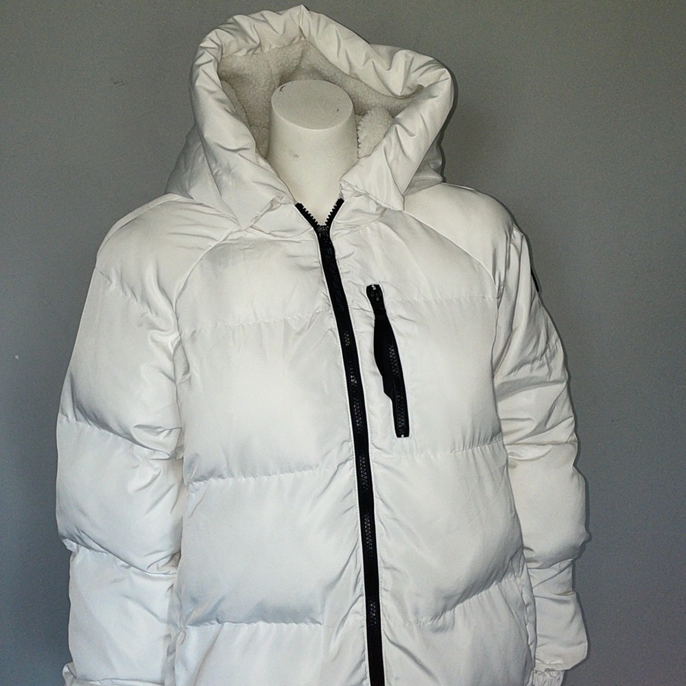 Fabletics Bryce Long White Puffer Jacket Euc - image 3
